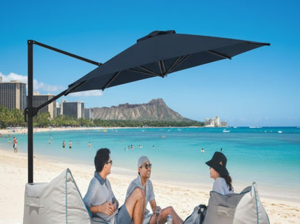 Round Cantilever Patio Umbrella With 360 Rotation & Infinite Tilt Adjustment