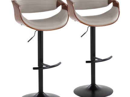 Symphony - Mid Century Modern Adjustable Barstool With Swivel With Rounded T Footrest (Set of 2)