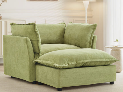 Modern Cozy Upholstered Armchair Sofa With Movable Ottoman