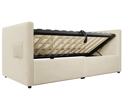 Upholstered Daybed With Hydraulic Storage And USB / Type - C Charging