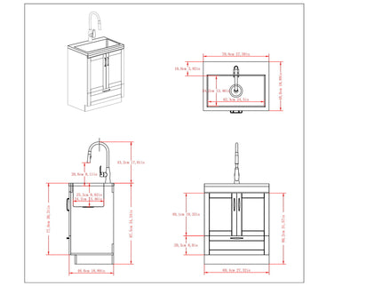 Reed - Deluxe Laundry Cabinet With Pull-Out Faucet And Stainless Steel Sink