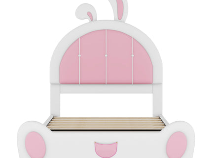Upholstered Platform Bed With Rabbit Shaped Headboard