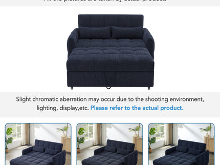 Loveseat Sofa Pull-Out Bed With Adjustable Backrest, 3 USB Ports And 2 Lumbar Pillows For Living Room