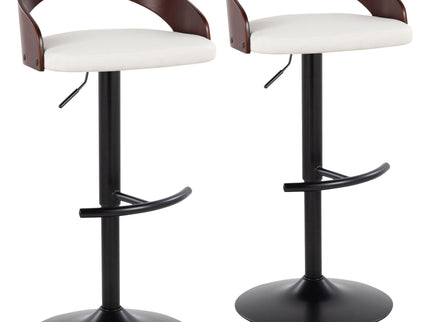 Grotto - Contemporary Adjustable Barstool With Swivel With Rounded T Footrest (Set of 2)