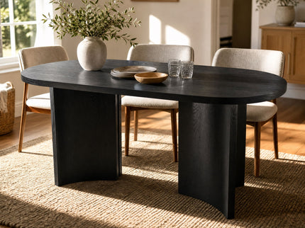 Dining Table With Curved Legs - Black