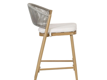 Outdoor 26" Counter Height Metal Frame Counter Stools With Scallop Shaped Backrest & Water Resistant Cushions