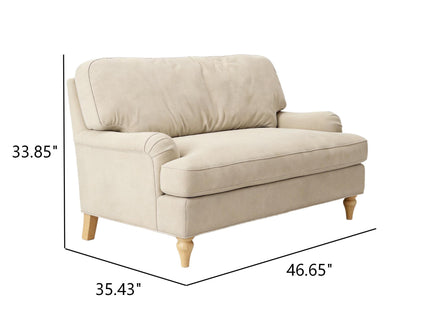 Loveseat Sofa, Upholstered Small Couch For Living Room - Cream Beige