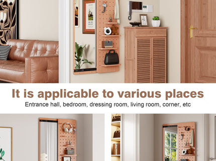 Wall Mounted Full Length Mirror With Shelf And Hook