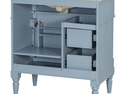 Modern Bathroom Vanity With Sink, Freestanding Cabinet With Flip Drawer & Adjustable Shelf
