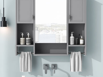 Wall Mounted Bathroom Storage Cabinet With Mirror, Medicine Cabinet With Towel Bar