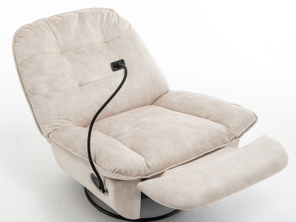 Modern Swivel Gliding Recliner Chair With Rocking Function And Phone Holder, Large Comfortable
