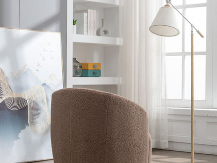 Teddy Fabric Swivel Accent Armchair Barrel Chair With Powder Coating Metal Ring