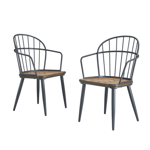 Contemporary Indoor Dining Set With Metal Legs, Birch, And Metal - Black / Natural