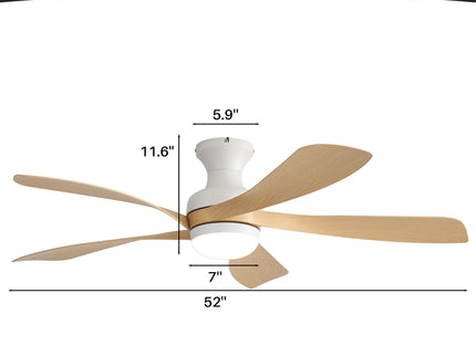 52" Ceiling Fan With 3 Color Dimmable LED Light, DC Reversible Motor, 6 Speed Settings