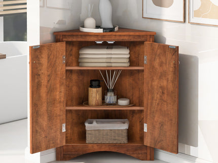 Triangle Bathroom Storage Cabinet With Adjustable Shelves, Freestanding Floor Cabinet For Home Kitchen