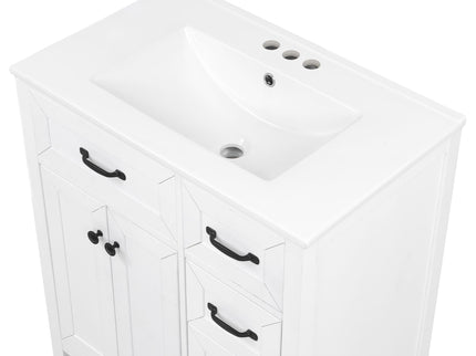 Bathroom Vanity With Sink, Freestanding Design, Soft Close Doors & Drawers - White