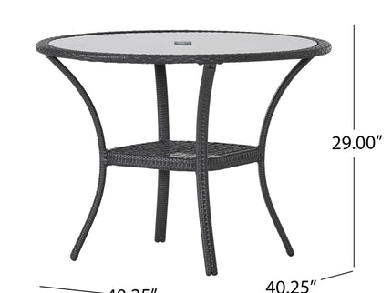 Bistro Table With Iron Frame And Glass Top - Gray
