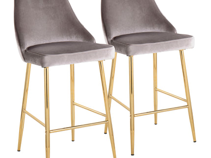 Marcel - Contemporary / Glam Counter Stool (Set of 2) - Gold / Silver