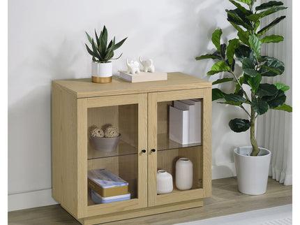Metro - 2 Door Display Cabinet With Adjustable Shelves - Light Oak
