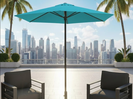 Umbrella With Crank Lift & Tilt, UV-Resistant Canopy For Patio