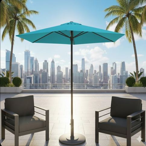 Umbrella With Crank Lift & Tilt, UV-Resistant Canopy For Patio