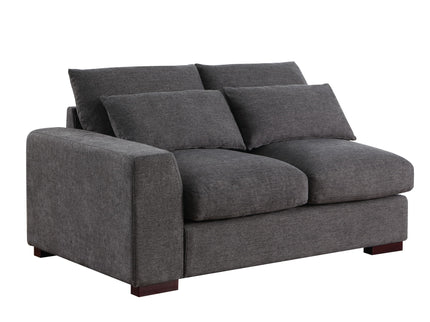Tatman - Linen Blend Sectional With 2 Ottomans - Dark Gray