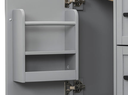 Bathroom Vanity With Sink, Soft Close Door, Double Layer Door Shelf And 3 Drawers - Gray