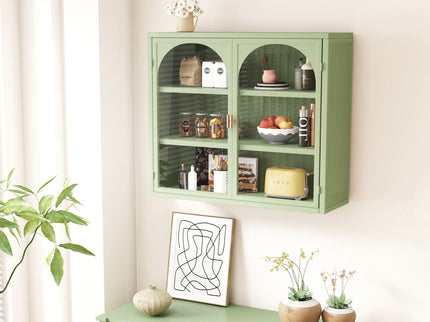 2 Door Wall Cabinet With 3 Tier Storage - Green