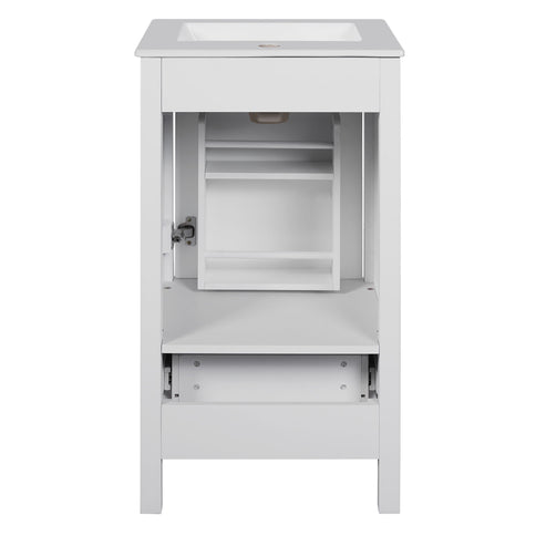 Bathroom Vanity With Ceramic Sink, Soft Close Drawers, Door Organizer, Divider Drawer, Adjustable Foot Pads