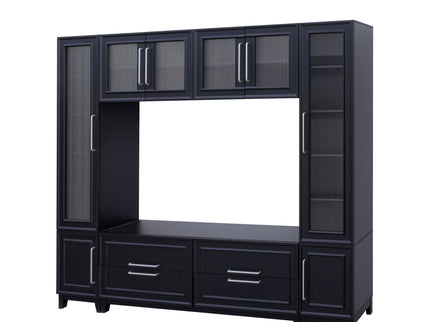 Wall Unit Modern Entertainment Center With Glass Doors