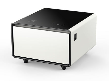 Modern Smart Side Table With Built-In Fridge, Wireless Charging, Temperature Control, Power Socket, USB Ports, Outlet Protection, Induction Light