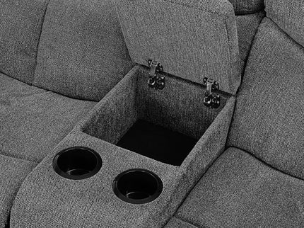 Kalen - Chenille Sofa With Drop Down Table - Gray