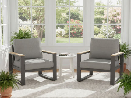 All-Weather Patio Armchairs With Thick Cushions (Set of 2)