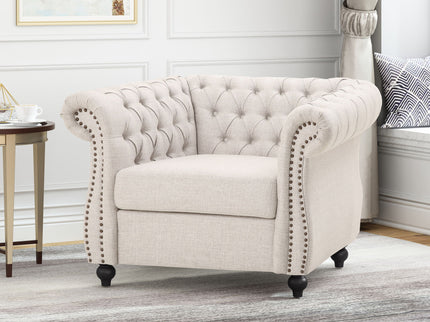 Nexuson - Upholstered Chesterfield Chair With Deep Tufted And Nailhead Trim