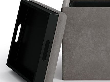 Rockwood - Upholstered Cube Storage Ottoman With Tray