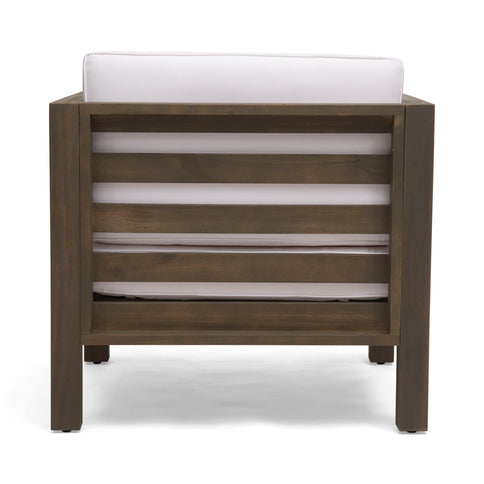 Outdoor Acacia Wood Patio Chair With Fabric Cushion