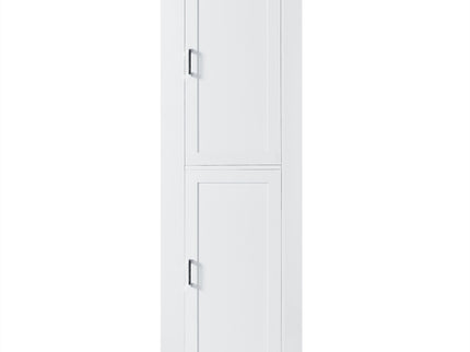 Tall Freestanding Bathroom Storage Cabinet With Adjustable Shelves And Side Hooks