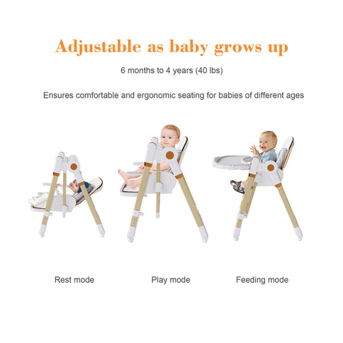 Convertible Baby High Chair To Rocker With 5 Point Harness