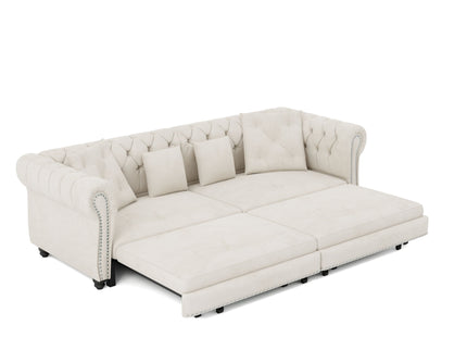 3 In 1 Convertible Sleeper Sofa Bed With Movable Ottoman