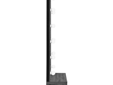 Lorena - Tall Mirror With Drawer And Speakers LED Lighting - Gray
