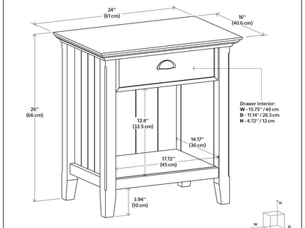 Acadian - Bedside Table, Handcrafted