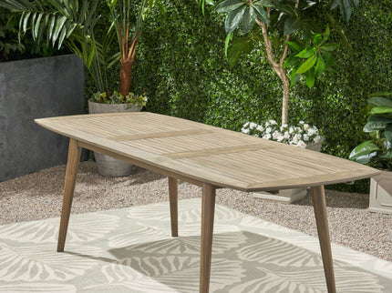 Placidity - Outdoor Expandable Dining Table With Slatted Tabletop And Tapered Legs