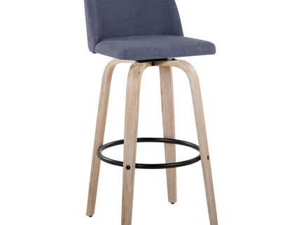 Toriano - Mid-Century Modern Fixed Height BarStool With Round Footrest (Set of 2)