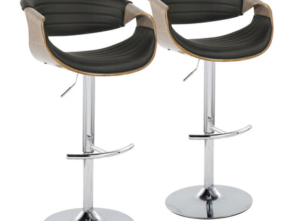 Symphony - Mid Century Modern Adjustable Barstool With Swivel & Rounded T Footrest (Set of 2)