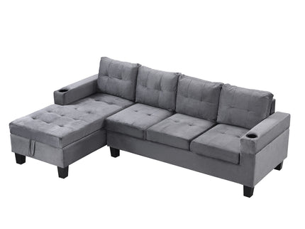 Modern Sectional Sofa Set With L Shape Chaise Lounge And Storage