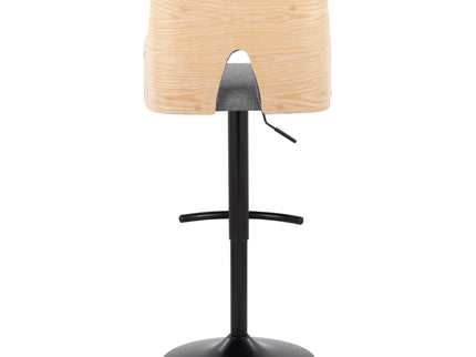 Stella - Contemporary Adjustable Barstool Stool With Swivel And Rounded T Footrest (Set of 2)
