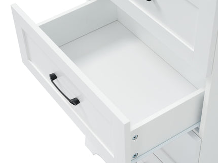 Bathroom Vanity With 2 Damping Hinge Doors, 3 Drawers, Adjustable Shelves - White