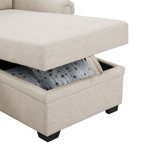 Upholstered Sleeper Sofa With Reversible Storage Chaise
