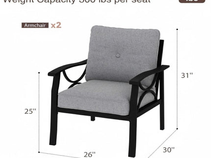 All-Weather Armchairs With Cushions, Modern Sculptural Design (Set of 2)