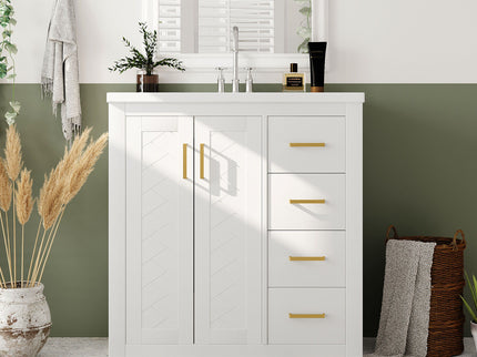 Retro Style Bathroom Vanity With 3 Drawers & Soft-Closing Doors